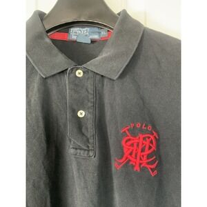 Ralph Lauren Men's Black Polo Shirt W/A Crossed Mallet Design Of RLP, SZ LG